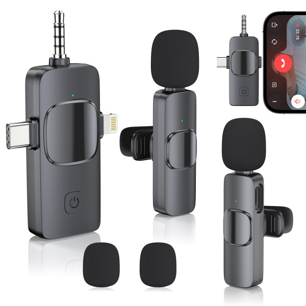 Lavalier Microphone Wireless, 3 in 1 Mini Micropho...